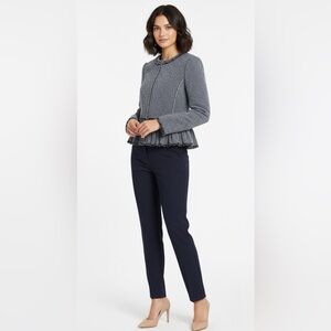 Rebecca Taylor Tweed Peplum Jacket Navy Blue Size 4